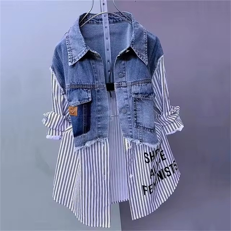 Sewing Jackets - 2025 nova primavera/verão moda coreano listrado