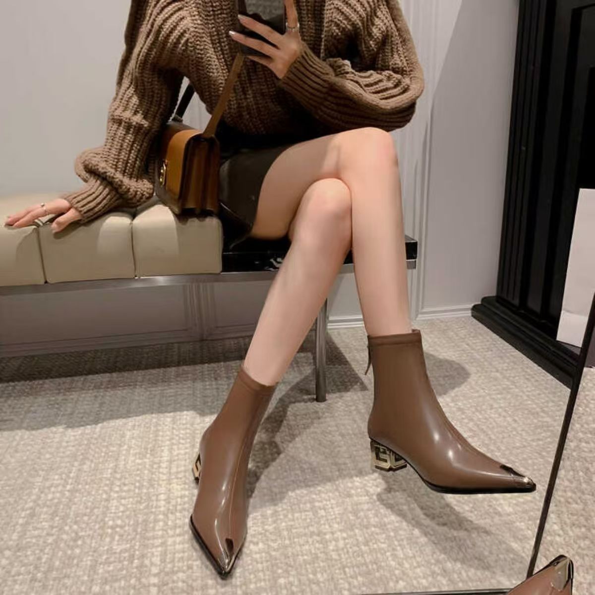 Botas retrô de couro em V para - Sewing Custom avaliação e preço