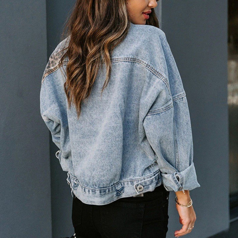 Leopardo costura denim jaqueta - Sewing Jackets avaliação e preço